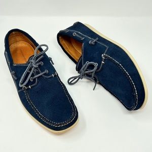 John Varvatos Men's suede navy boat shoes size 12